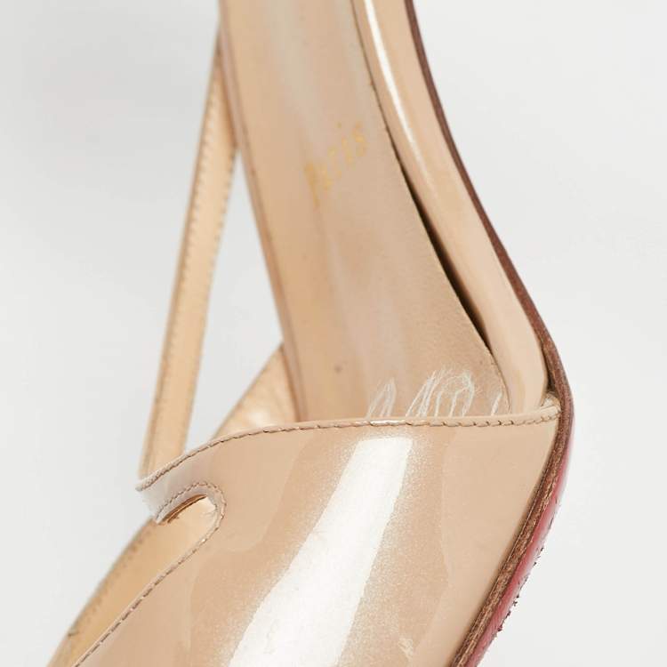 مملوكة مسبقًا Christian Louboutin Beige Patent Fliketta Pumps Size 37.5