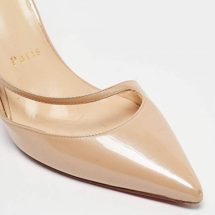 مملوكة مسبقًا Christian Louboutin Beige Patent Fliketta Pumps Size 37.5