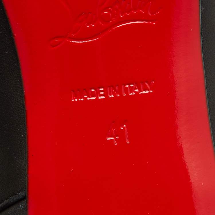 Pre Owned Christian Louboutin Black Leather Hongroise Spike Ankle Length Boots Size 41