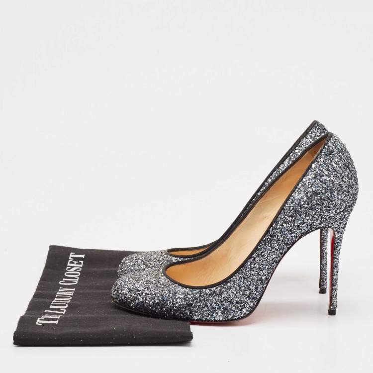Pre Owned Christian Louboutin Metallic Glitter Simple Pumps Size 40