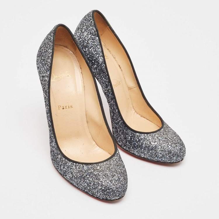 Pre Owned Christian Louboutin Metallic Glitter Simple Pumps Size 40