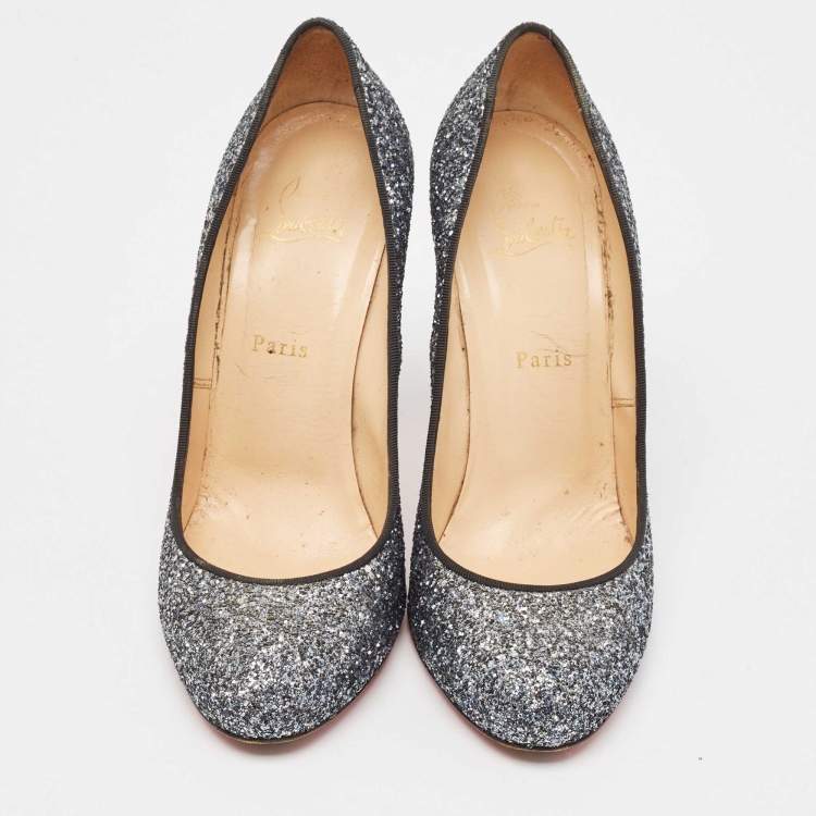Pre Owned Christian Louboutin Metallic Glitter Simple Pumps Size 40