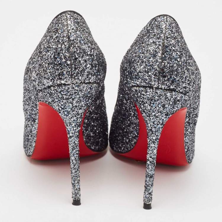 Pre Owned Christian Louboutin Metallic Glitter Simple Pumps Size 40