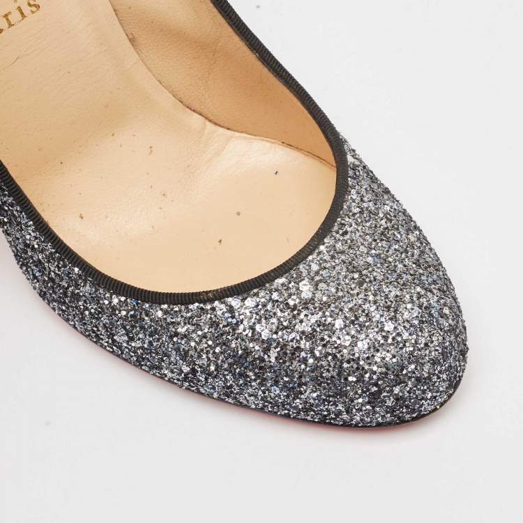 Pre Owned Christian Louboutin Metallic Glitter Simple Pumps Size 40