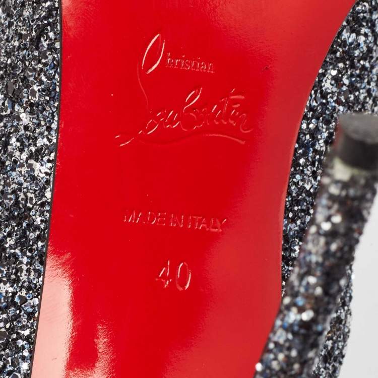 Pre Owned Christian Louboutin Metallic Glitter Simple Pumps Size 40