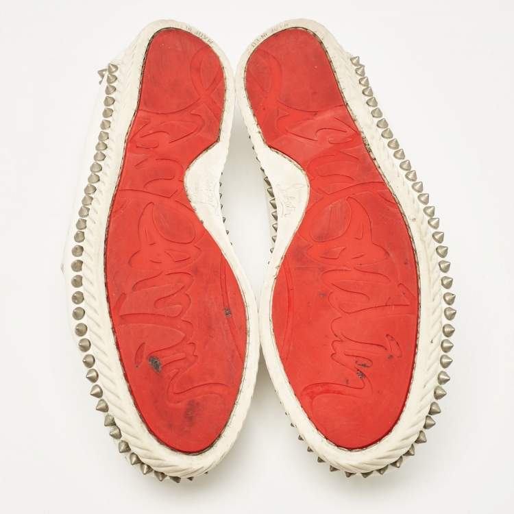 Pre Owned Christian Louboutin White Leather Yacht Loafers Size 40.5