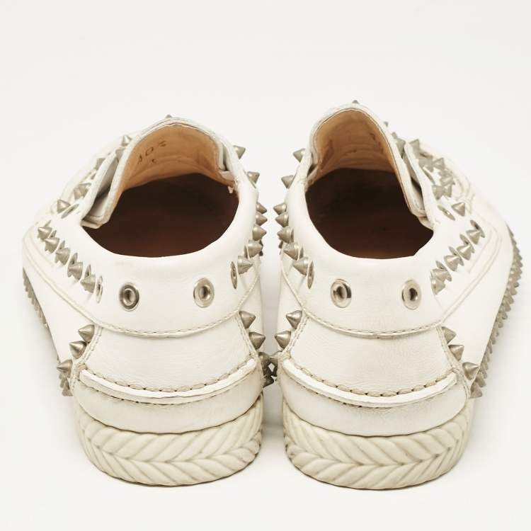 Pre Owned Christian Louboutin White Leather Yacht Loafers Size 40.5