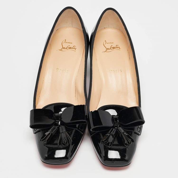 Pre Owned Christian Louboutin Black Patent Leather Carmela Pumps Size 40.5