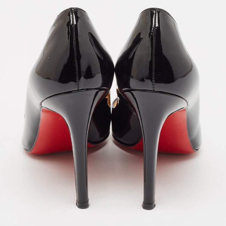 Pre Owned Christian Louboutin Black Patent Leather Pigalle Pumps Size 37.5