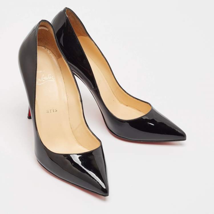 Pre Owned Christian Louboutin Black Patent Leather Pigalle Pumps Size 37.5