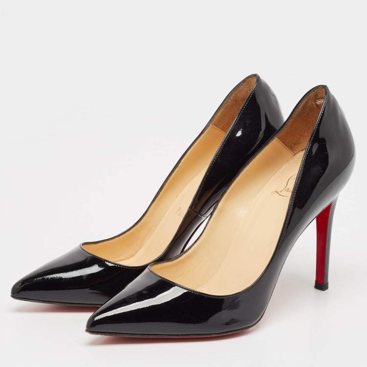 Pre Owned Christian Louboutin Black Patent Leather Pigalle Pumps Size 37.5