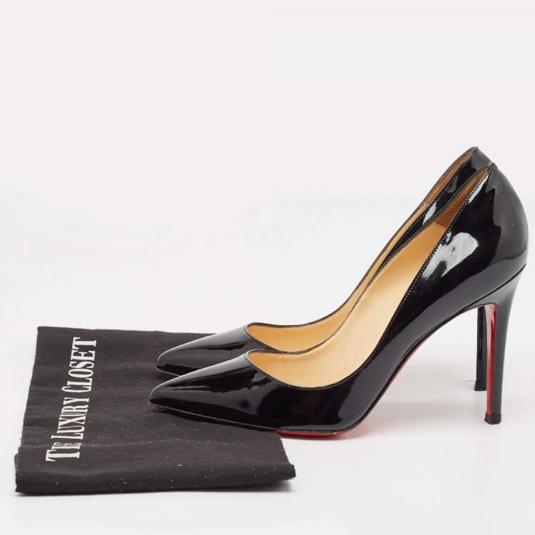 Pre Owned Christian Louboutin Black Patent Leather Pigalle Pumps Size 37.5