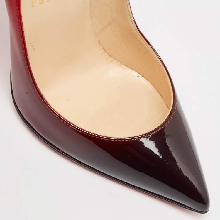 Pre Owned Christian Louboutin Black/Red Degrade Patent Leather Decollete Pumps Size 36.5