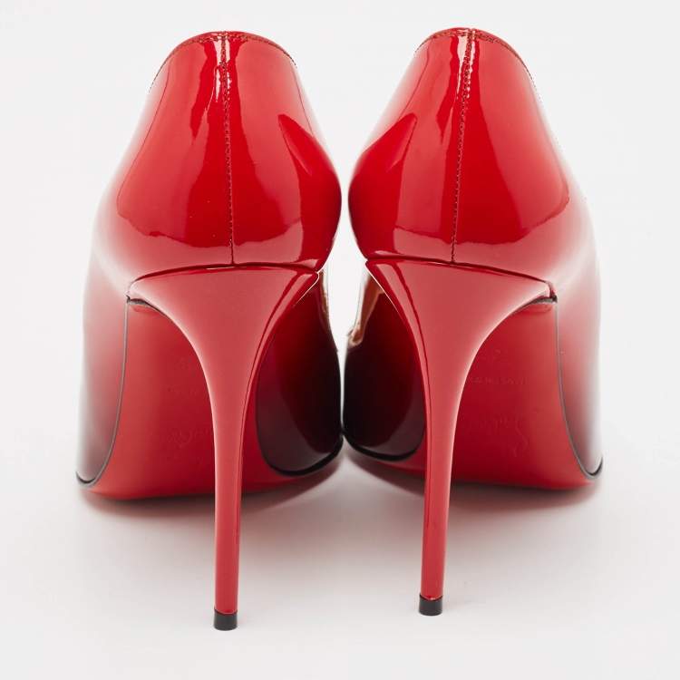Pre Owned Christian Louboutin Black/Red Degrade Patent Leather Decollete Pumps Size 36.5