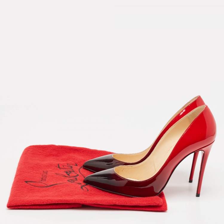 Pre Owned Christian Louboutin Black/Red Degrade Patent Leather Decollete Pumps Size 36.5