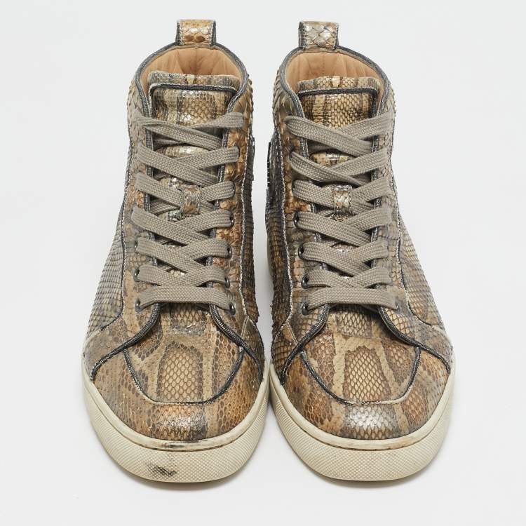 Pre Owned Christian Louboutin Grey Python Rantus Orlato Sneakers Size 39