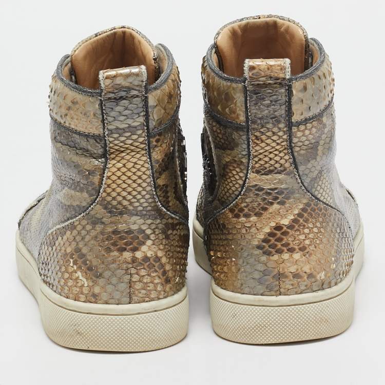 Pre Owned Christian Louboutin Grey Python Rantus Orlato Sneakers Size 39