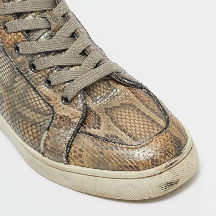 Pre Owned Christian Louboutin Grey Python Rantus Orlato Sneakers Size 39