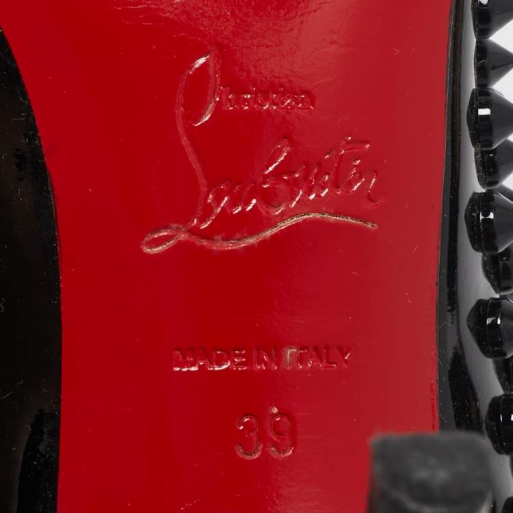 Pre Owned Christian Louboutin Black Patent Leather Pigalle Spikes Pumps Size 39