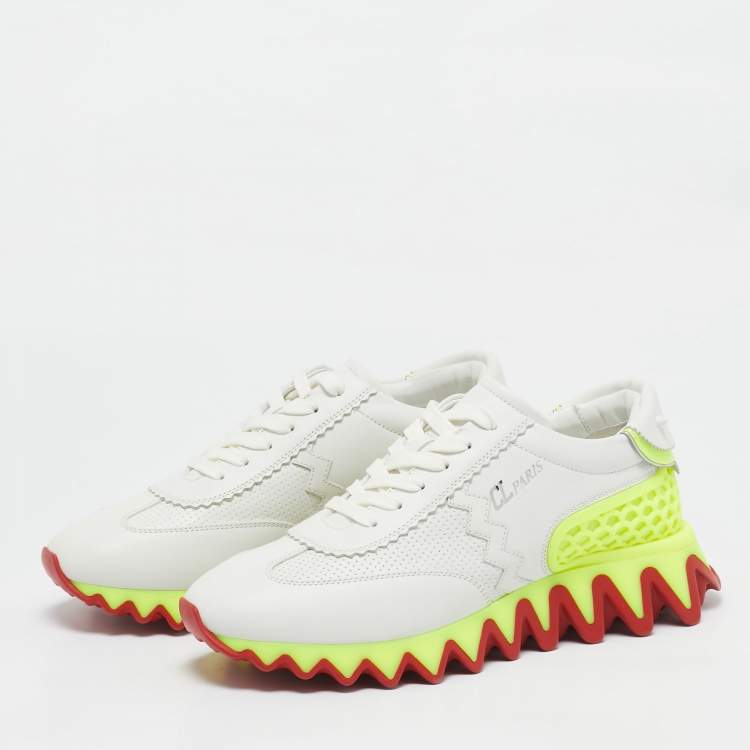 Pre Owned Christian Louboutin Grey Leather Loubi Shark Lace Up Sneakers Size 39