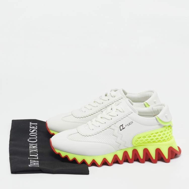 Pre Owned Christian Louboutin Grey Leather Loubi Shark Lace Up Sneakers Size 39