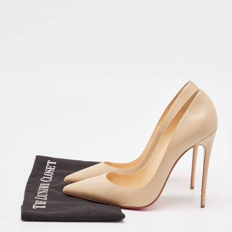 Pre Owned Christian Louboutin Beige Leather So Kate Pumps Size 41