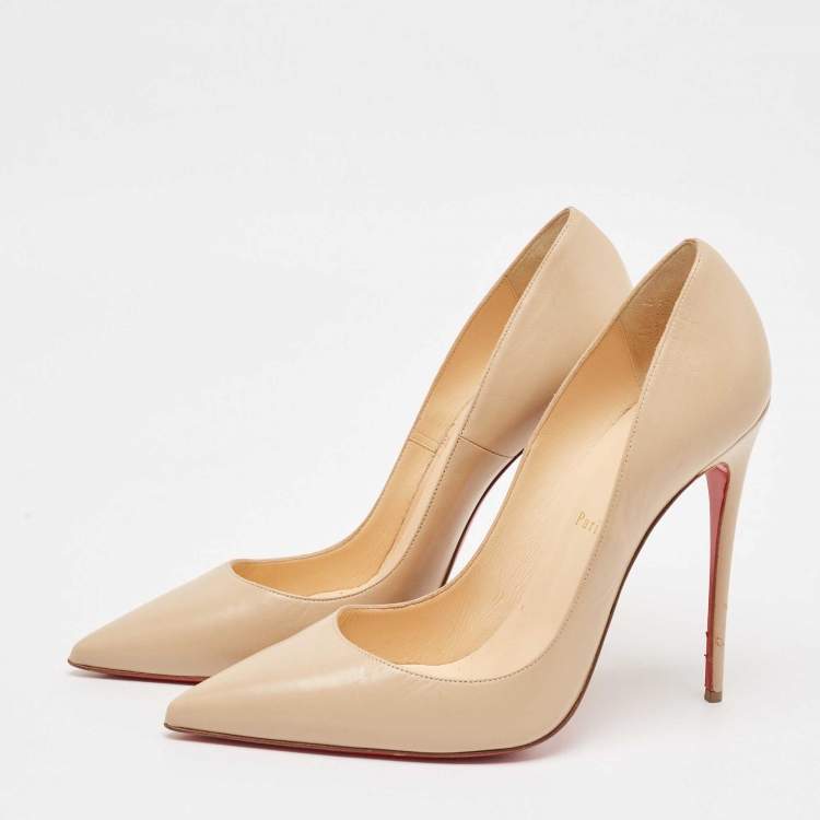 Pre Owned Christian Louboutin Beige Leather So Kate Pumps Size 41