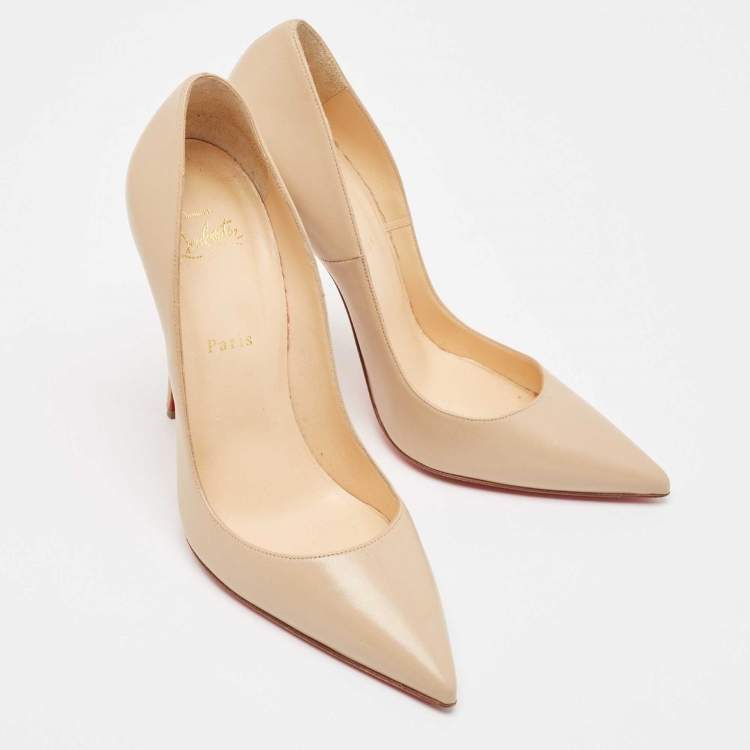 Pre Owned Christian Louboutin Beige Leather So Kate Pumps Size 41