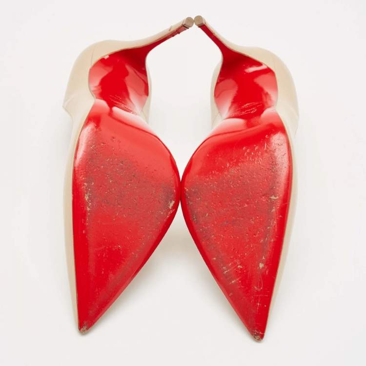 Pre Owned Christian Louboutin Beige Leather So Kate Pumps Size 41