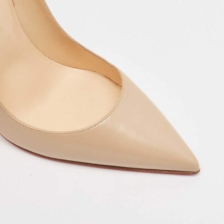 Pre Owned Christian Louboutin Beige Leather So Kate Pumps Size 41