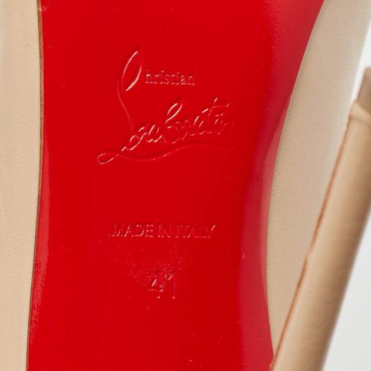 Pre Owned Christian Louboutin Beige Leather So Kate Pumps Size 41