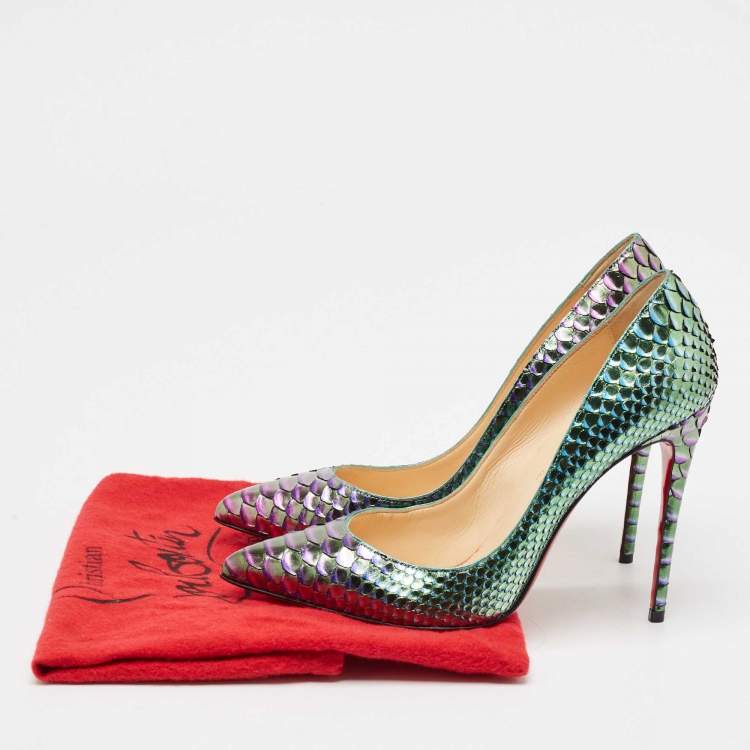 Pre Owned Christian Louboutin Two Tone Python So Kate Pointed Toe Pumps Size 39