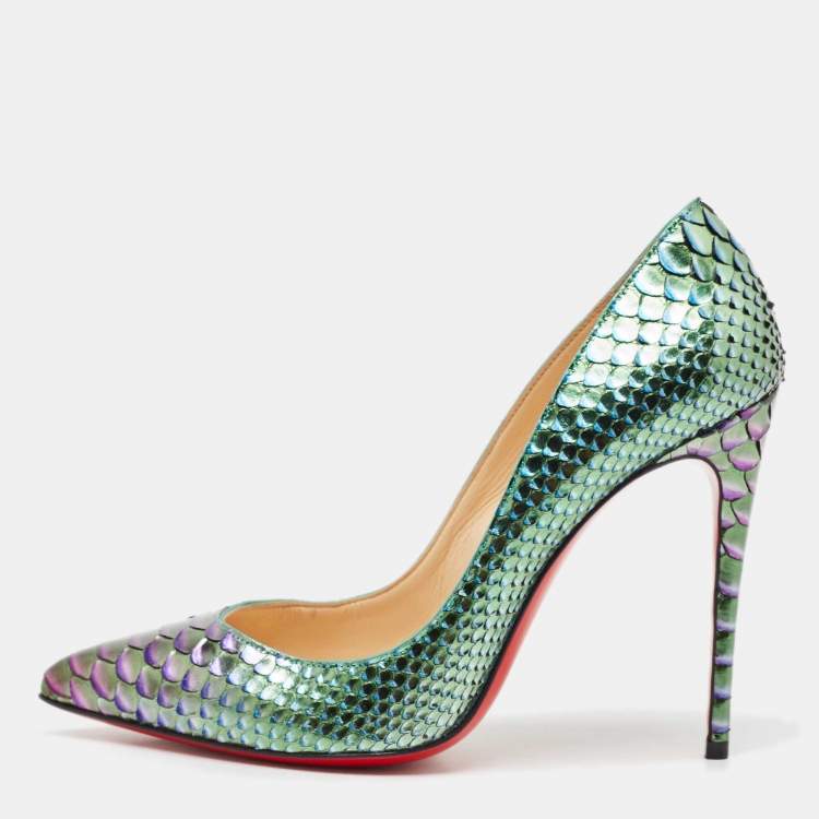Pre Owned Christian Louboutin Two Tone Python So Kate Pointed Toe Pumps Size 39
