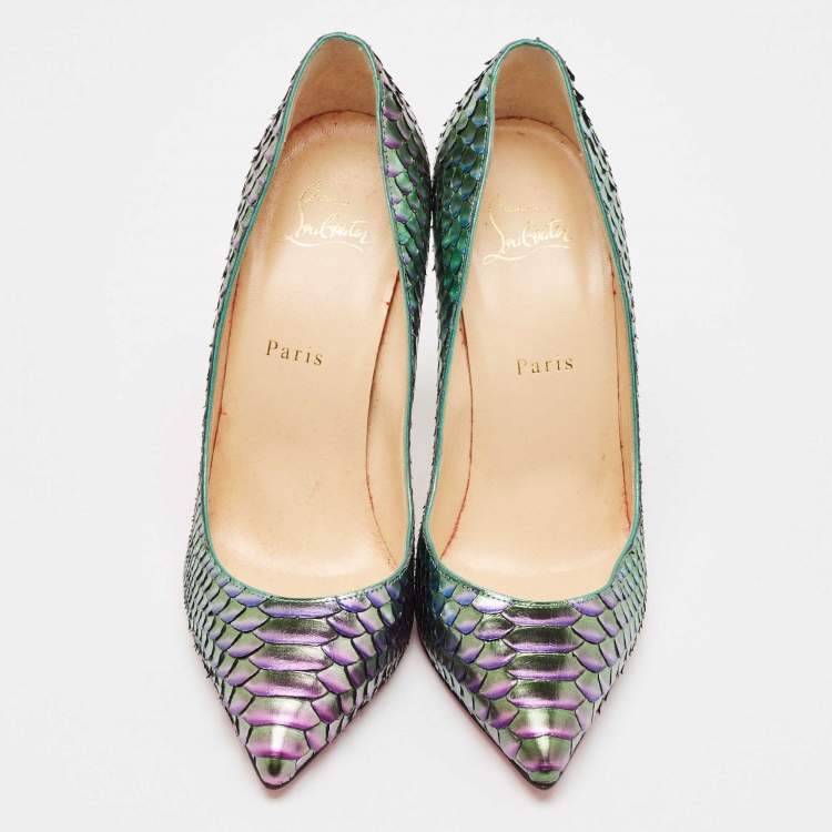 Pre Owned Christian Louboutin Two Tone Python So Kate Pointed Toe Pumps Size 39