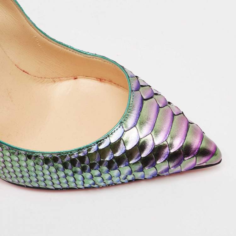Pre Owned Christian Louboutin Two Tone Python So Kate Pointed Toe Pumps Size 39
