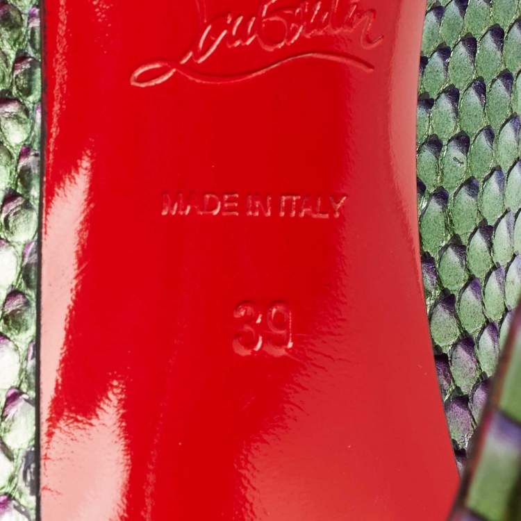 Pre Owned Christian Louboutin Two Tone Python So Kate Pointed Toe Pumps Size 39