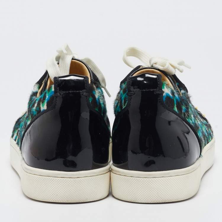 Pre Owned Christian Louboutin Multicolor Glitter and Patent Leather Louis Junior Low Top Sneakers Size 39