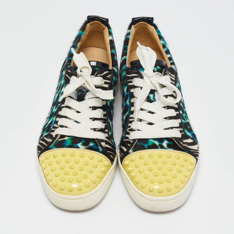 Pre Owned Christian Louboutin Multicolor Glitter and Patent Leather Louis Junior Low Top Sneakers Size 39