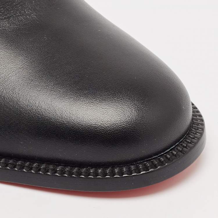 Pre Owned Christian Louboutin Black Leather Adoxa 85 Ankle Boots Size 38
