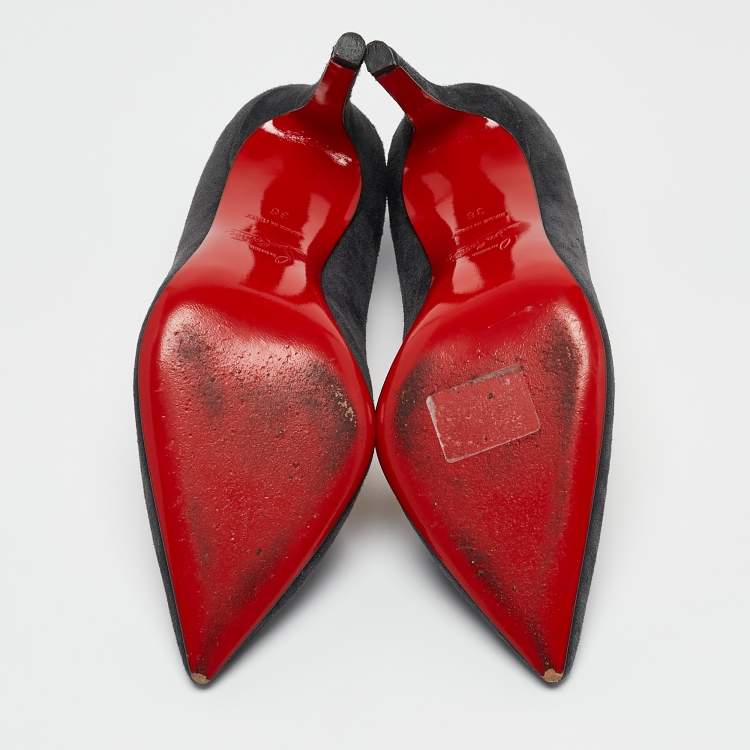 Pre Owned Christian Louboutin Grey Suede Pigalle Pumps Size 36