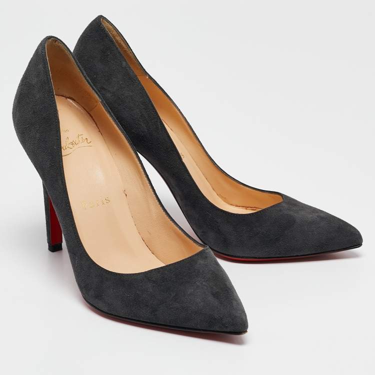 Pre Owned Christian Louboutin Grey Suede Pigalle Pumps Size 36