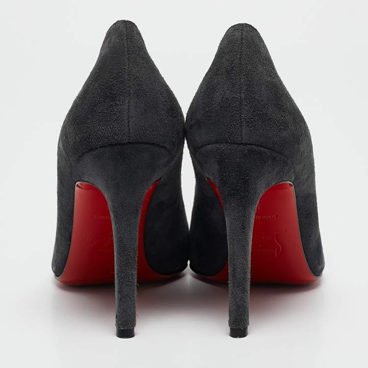 Pre Owned Christian Louboutin Grey Suede Pigalle Pumps Size 36