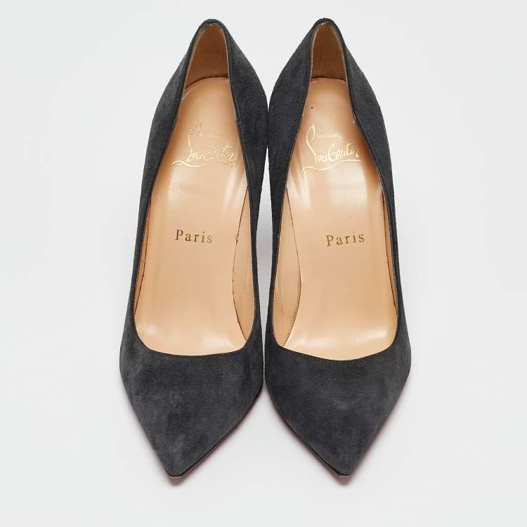 Pre Owned Christian Louboutin Grey Suede Pigalle Pumps Size 36