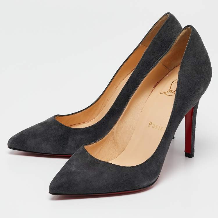 Pre Owned Christian Louboutin Grey Suede Pigalle Pumps Size 36