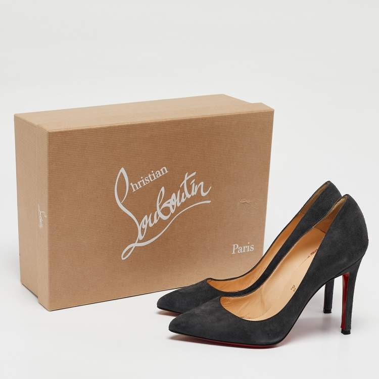 Pre Owned Christian Louboutin Grey Suede Pigalle Pumps Size 36