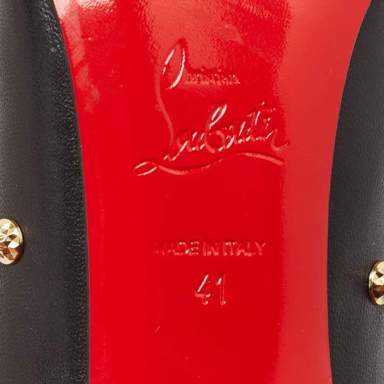 Pre Owned Christian Louboutin Black Leather Aimantaclou Pumps Size 41
