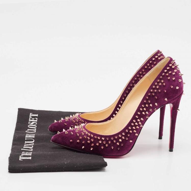 Pre Owned Christian Louboutin Purple Suede Escarpic Pumps Size 37