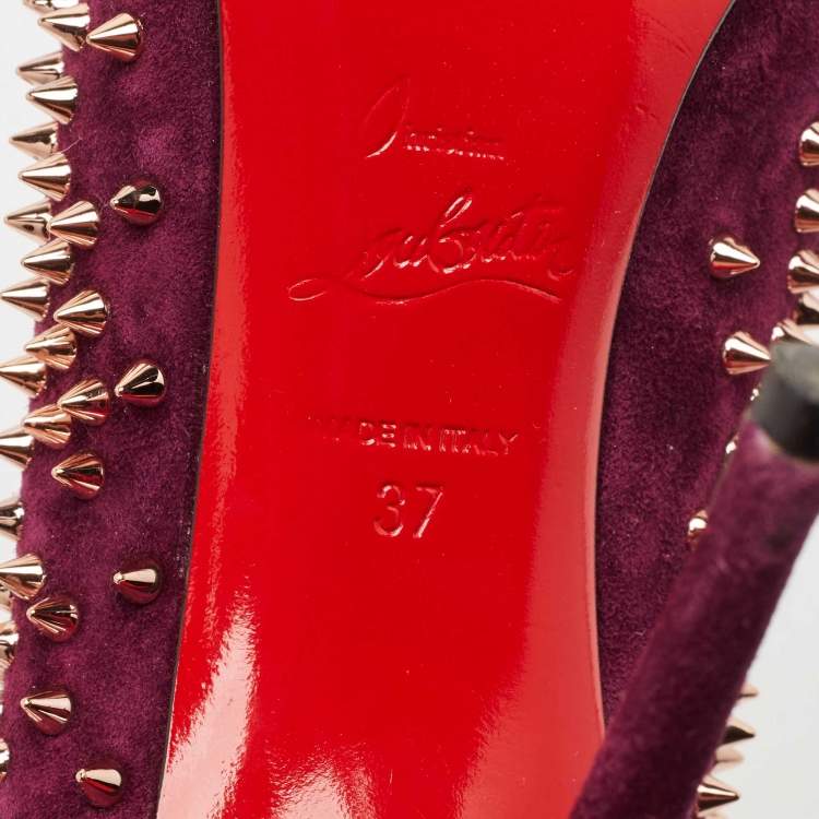 Pre Owned Christian Louboutin Purple Suede Escarpic Pumps Size 37