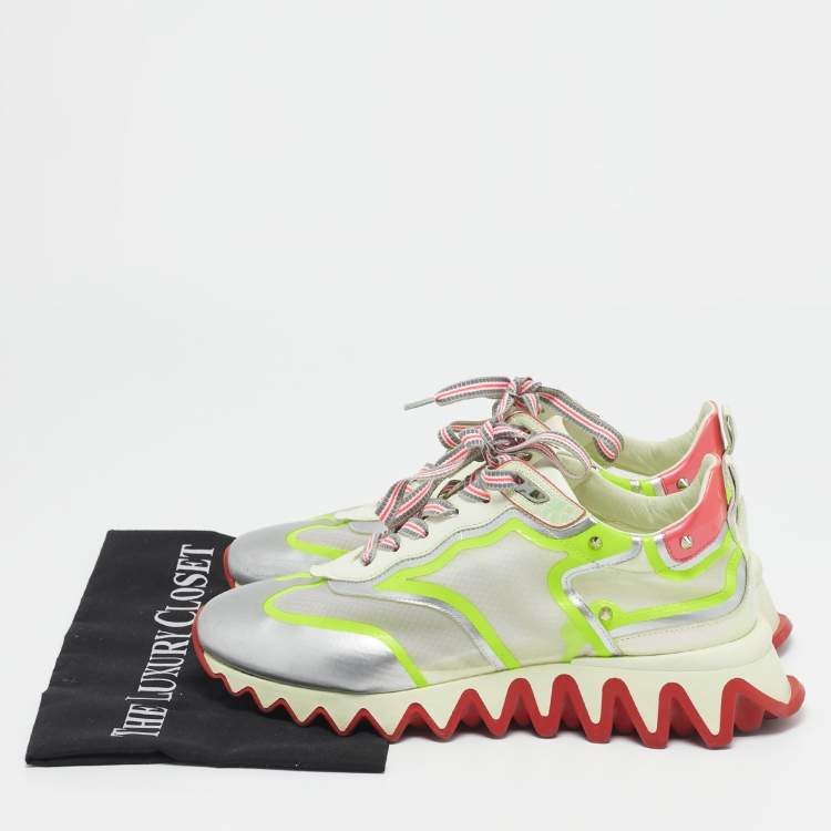 Pre Owned Christian Louboutin Multicolor Leather and Mesh Loubishark Low Top Sneakers Size 40