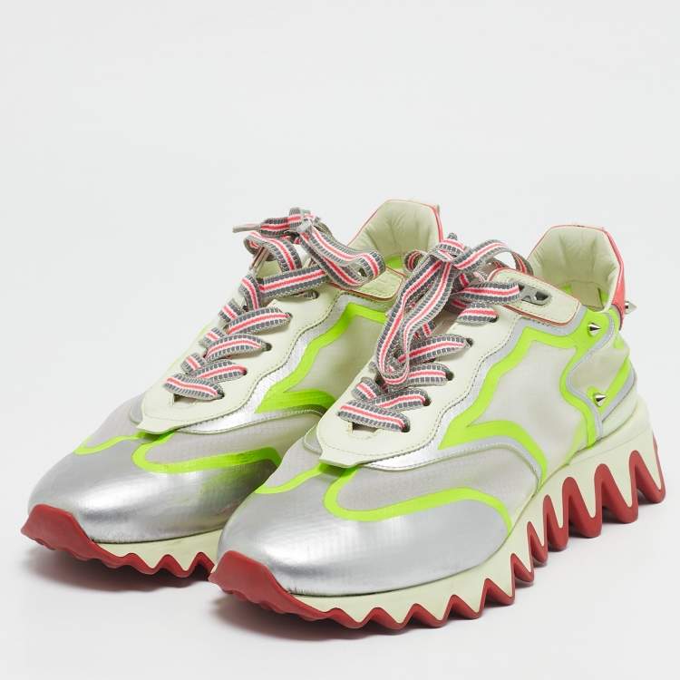 Pre Owned Christian Louboutin Multicolor Leather and Mesh Loubishark Low Top Sneakers Size 40